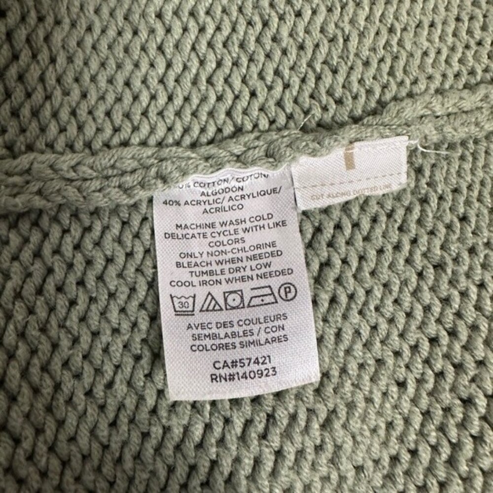 Loft Womens Sage Green Button Front Cardigan Sweater Size L 100% Cotton Knit - Picture 7 of 7